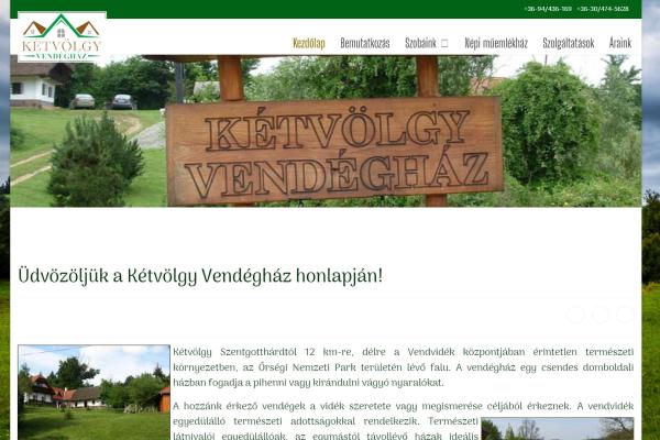 Kétvölgy Vendégház honlapja